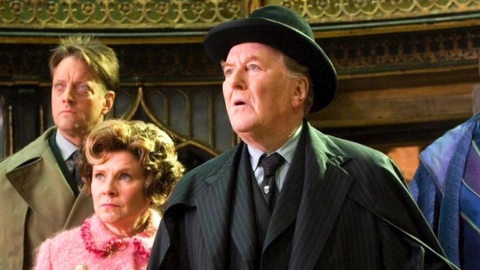 Robert Hardy as Cornelius Fudge in Harry Potter