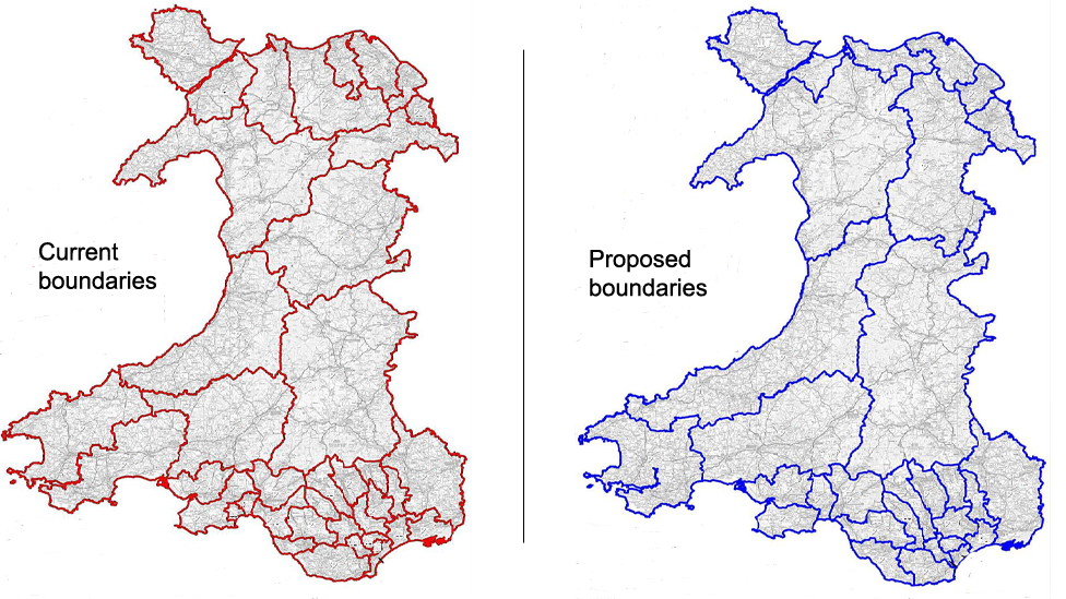 Current and revised proposals for parliamentary boundaries