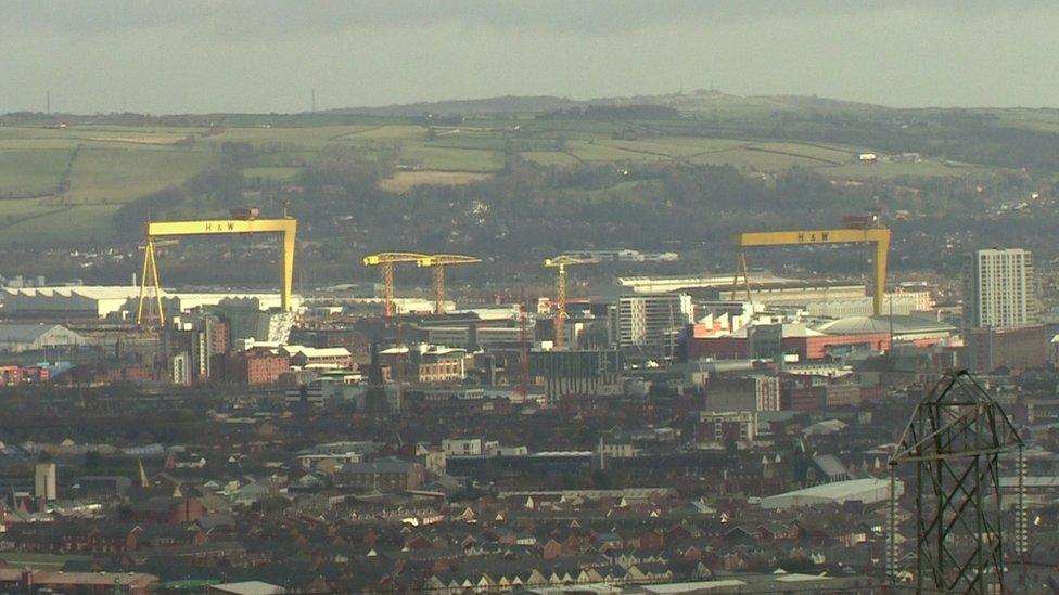 The Harland and Wolff cranes in the Belfast skyline