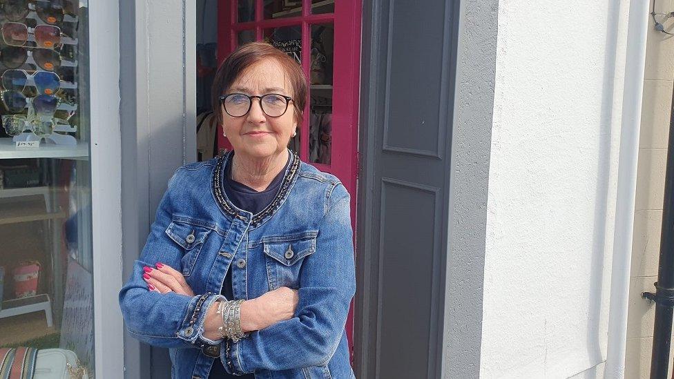 Liz outside a local clothes boutique in Portaferry