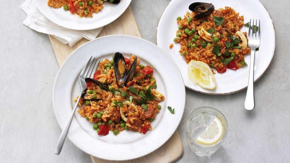 Paella made in an Instant Pot