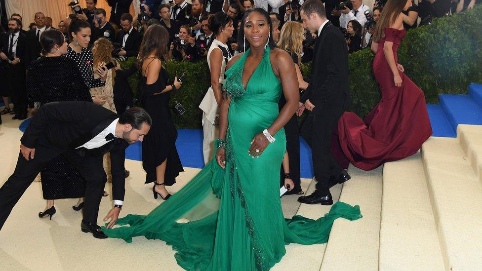 May 1, 2017 shows Serena Williams as she arrives at the Costume Institute Benefit at the Metropolitan Museum of Art in New York