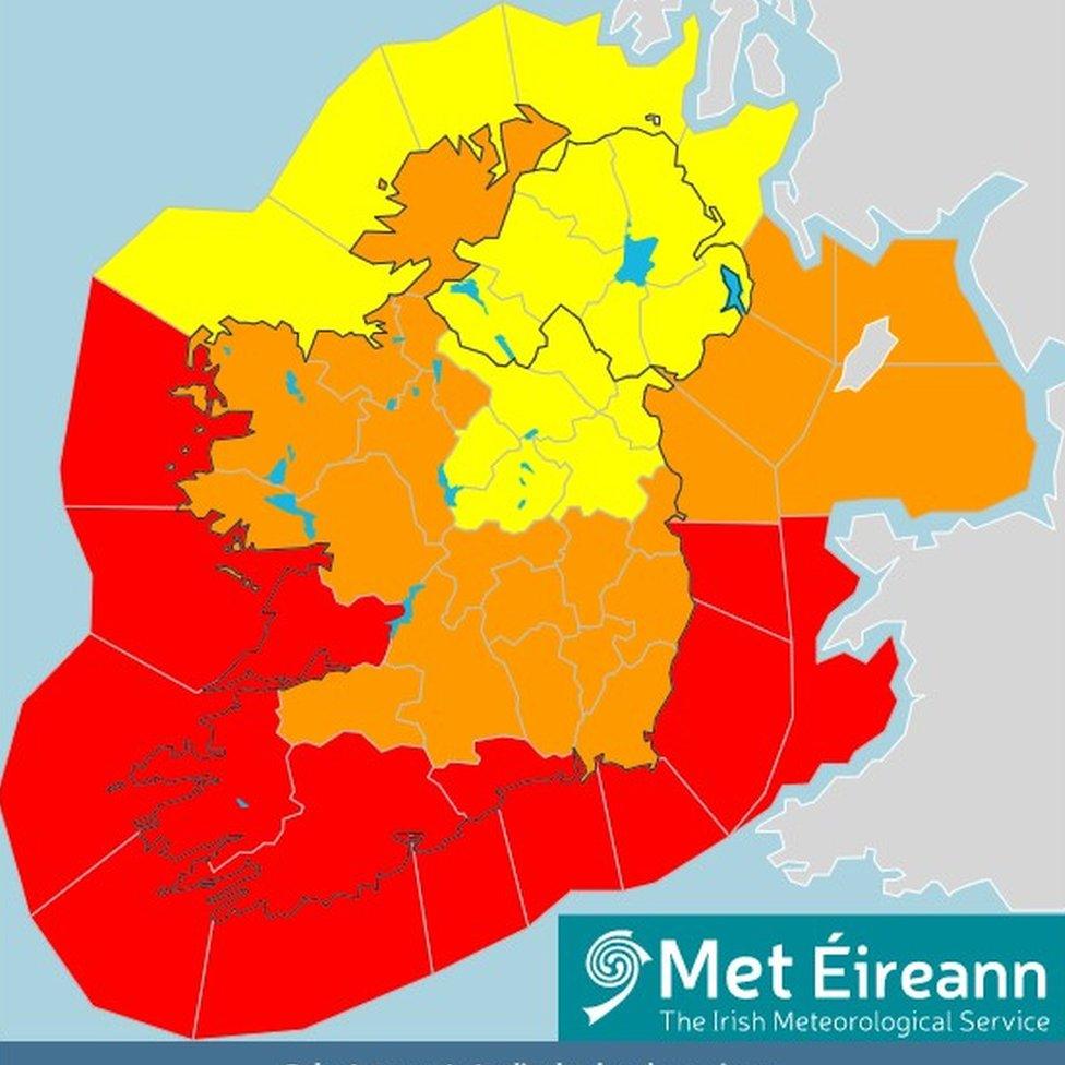 Friday weather warning, Met Eireann