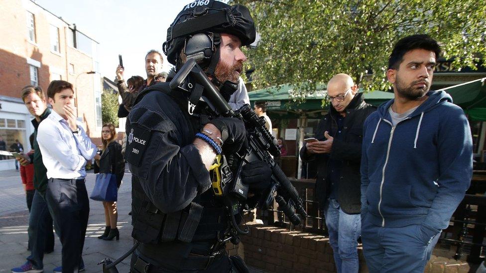 Armed police at Parsons Green