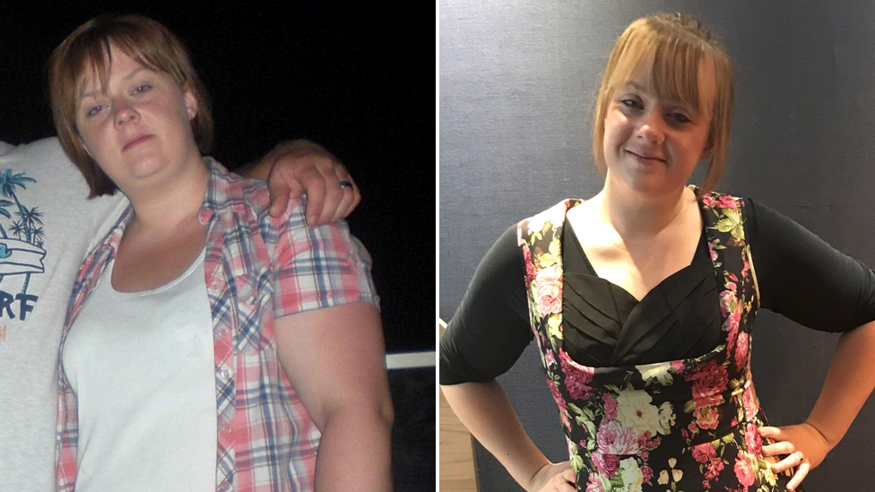 Jaimie Treharne pre and post-weight loss