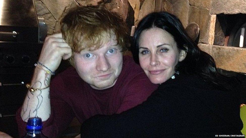 Courtney Cox and Ed Sheeran