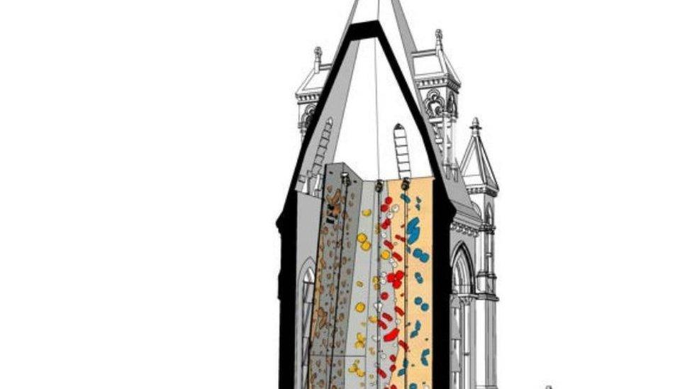 Artist impression of walls within church tower.