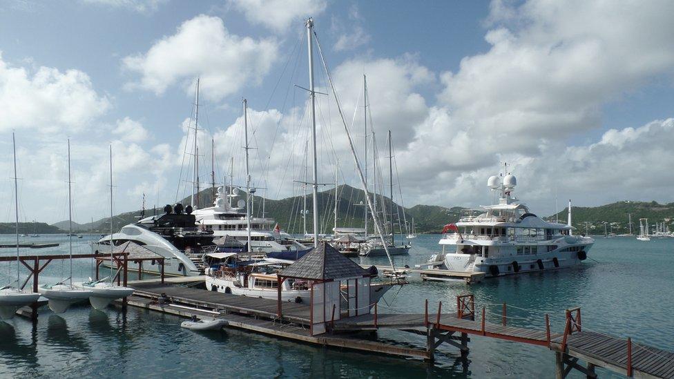 Super yachts docked in Antigua