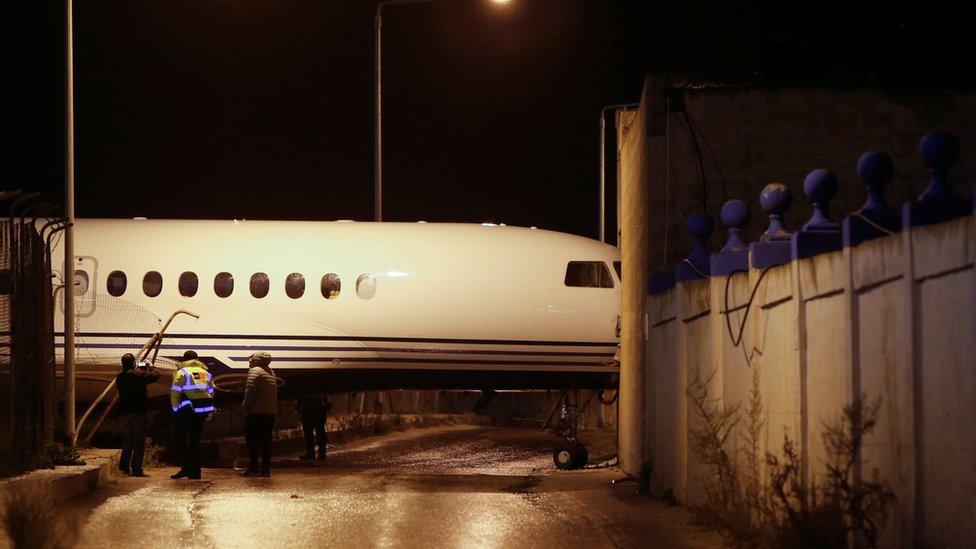 The nose aircraft is seen after it was blown off the airport apron and into an adjacent building at Malta International Airport in Luqa, Malta, December 27, 201