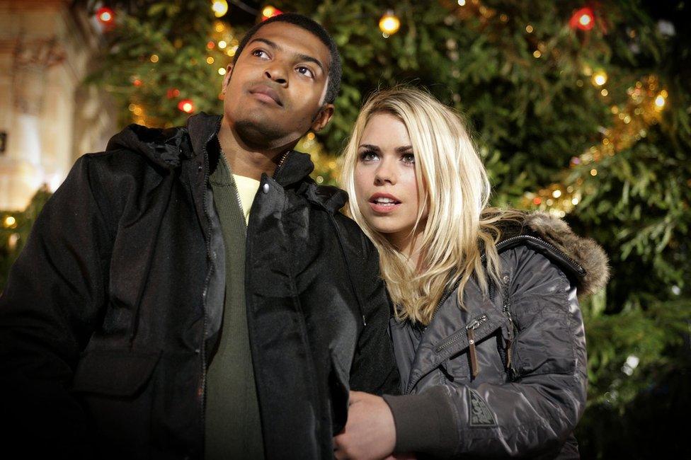 Noel Clarke and Billie Piper as Mickey and Rose