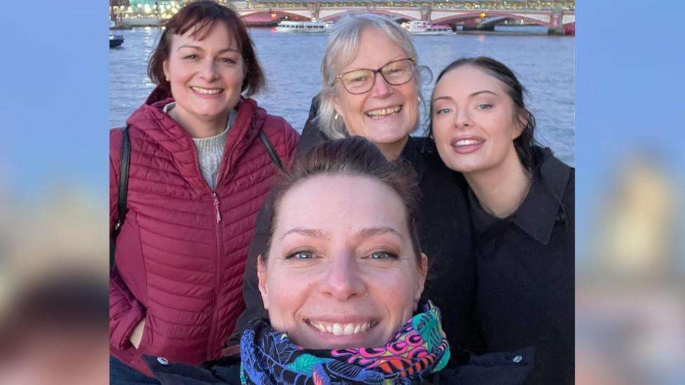 Joan Edgington with her daughters and granddaughter