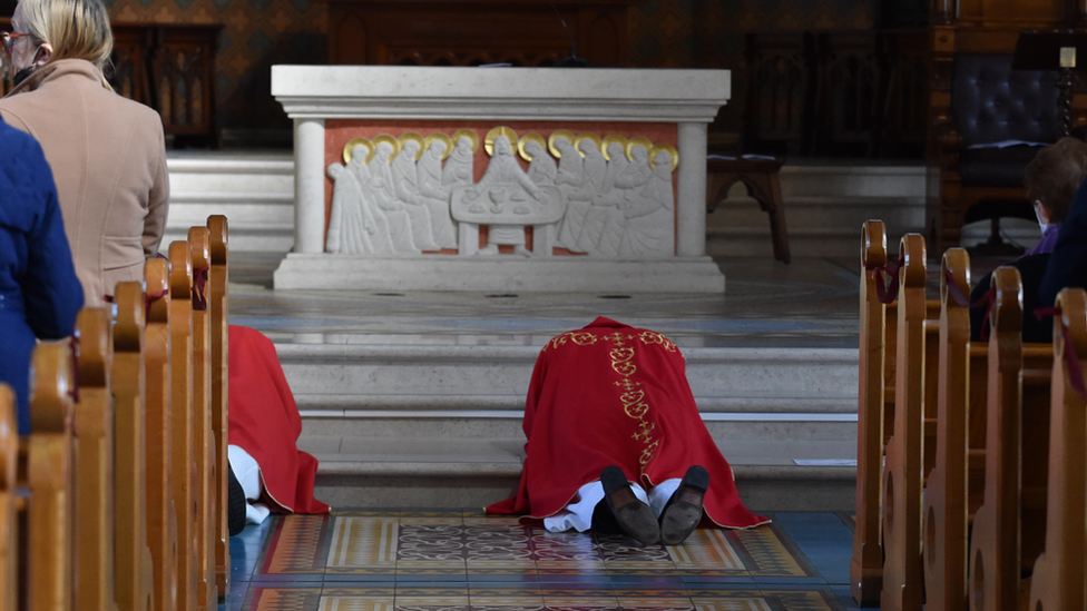 Catholic Bishop Noel Treanor at Good Friday Mass in Belfast