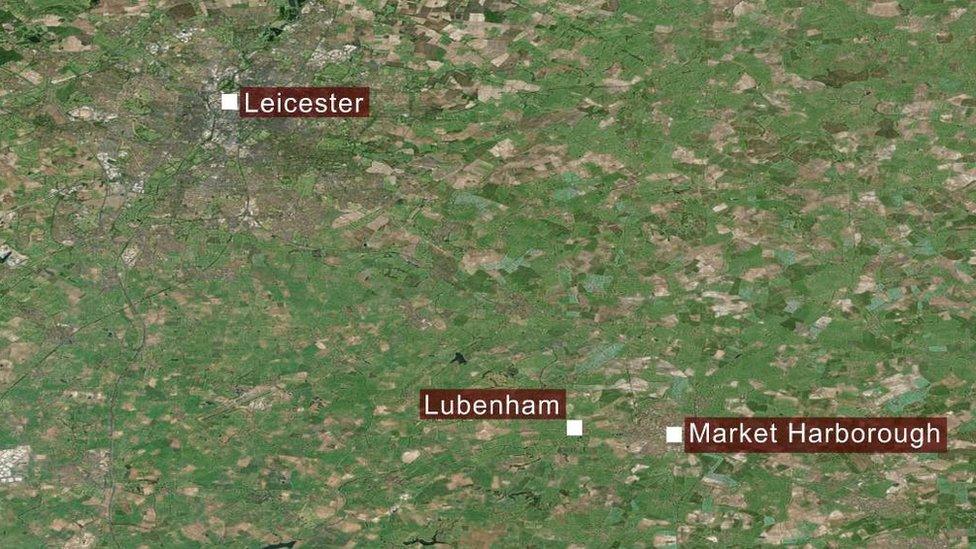 Map of Leicester, Lubenham and Market Harborough