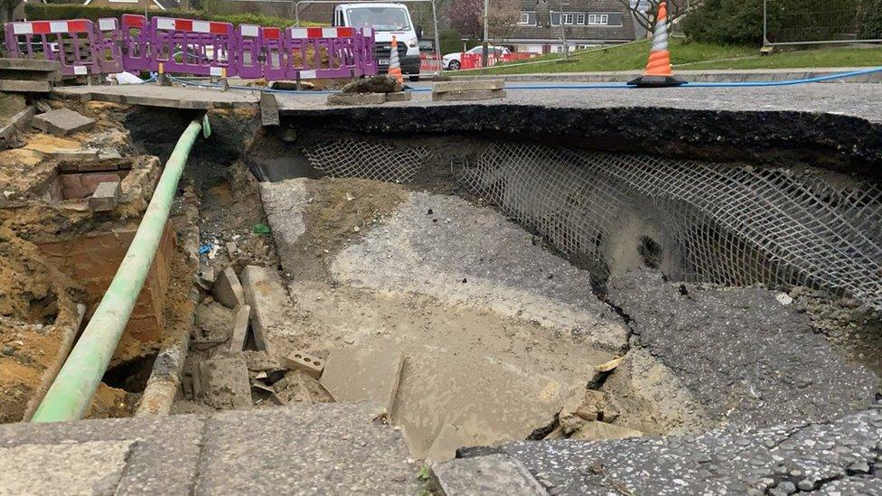 Sinkhole in residential street in Norwich