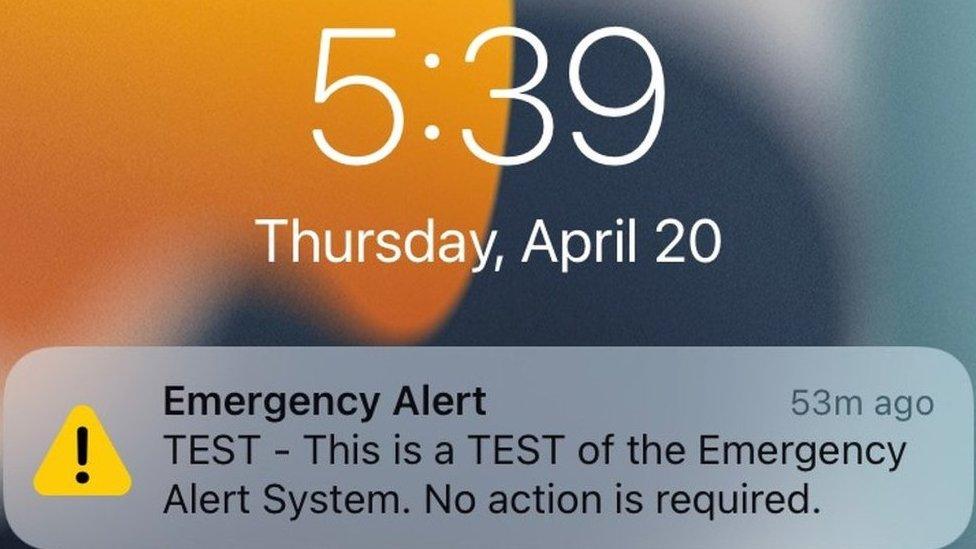 A screenshot showing the emergency alert