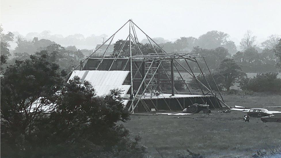 The Pyramid Stage under construction in 1981