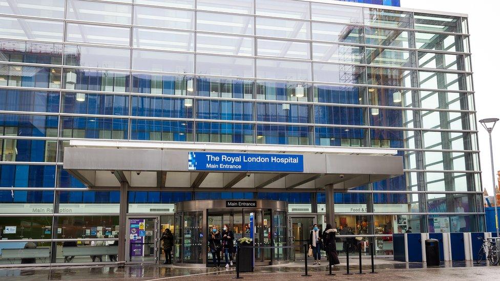 The main entrance to the Royal London Hospital in Whitechapel