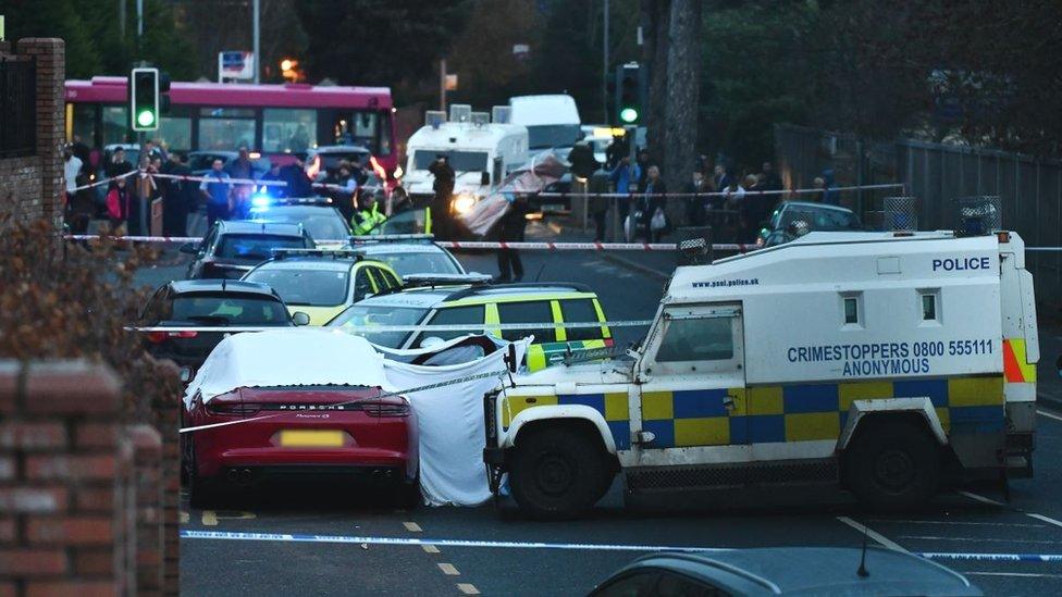 The scene of the shooting in west Belfast