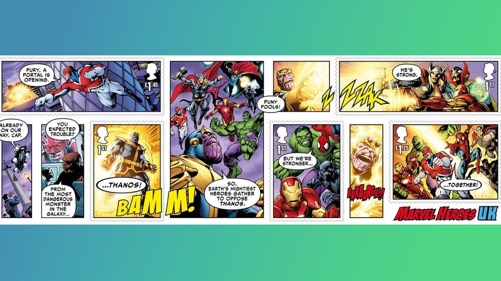 Marvel stamps released by Royal Mail.