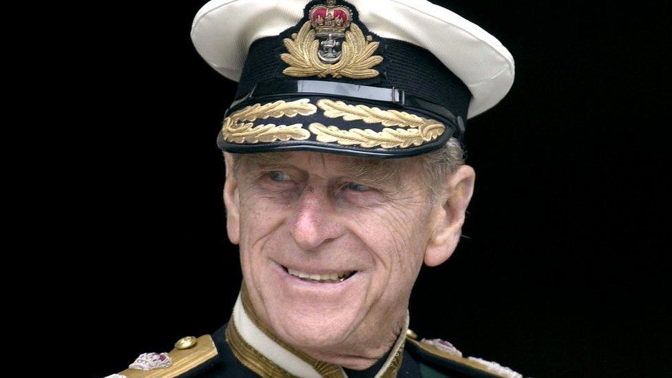 Prince Philip in naval uniform at St Paul's Cathedral for a service to mark the Golden Jubilee