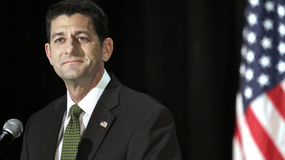 Paul Ryan speaks inside the Armory in Janesville. 9 Aug 2016