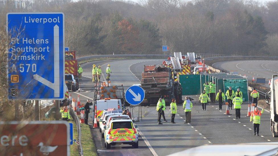 Emergency services at scene of serious crash on M58