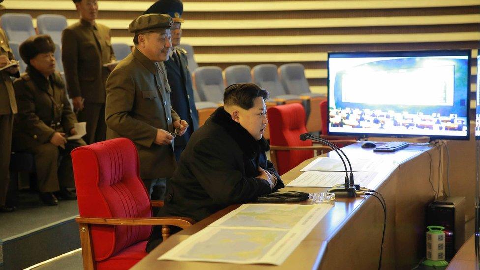 Kim Jong-un watches the launch on 7 February 2016