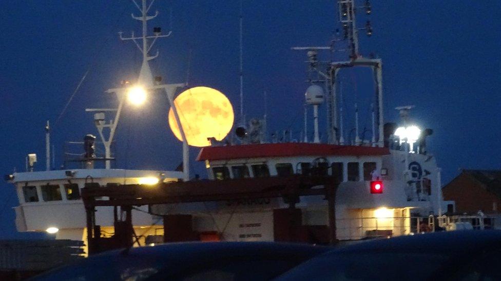 Blue supermoon captured at Goole, East Yorkshire