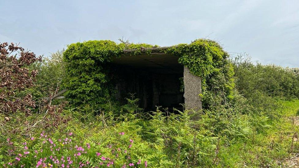 The remains of an old guard hut on the site of what was once the the St Erth Radio Security Service Station