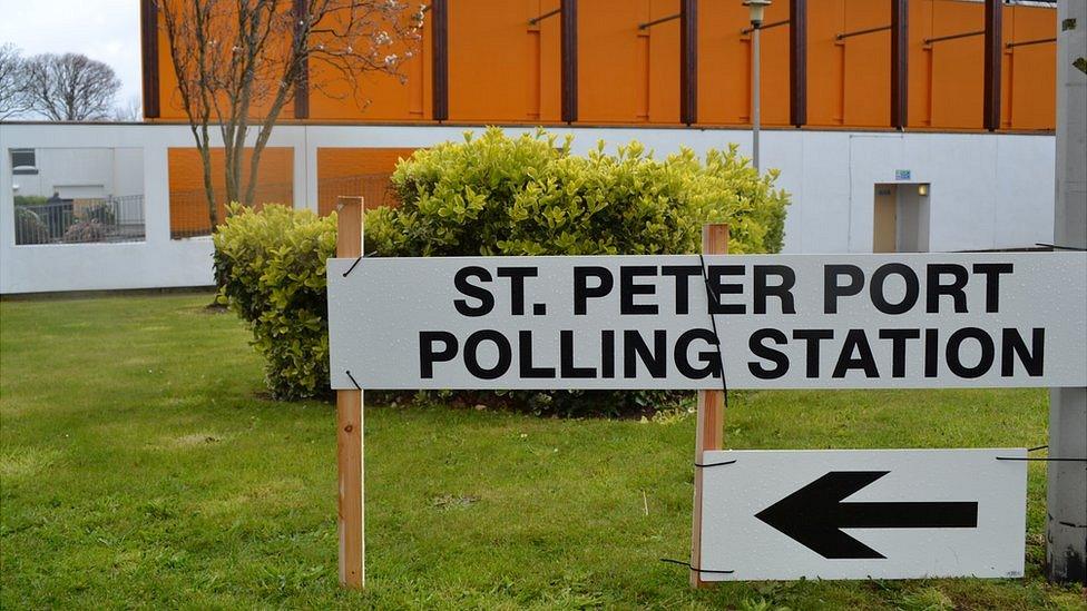 St Peter Port North polling station sign at Beau Sejour during the 2012 election