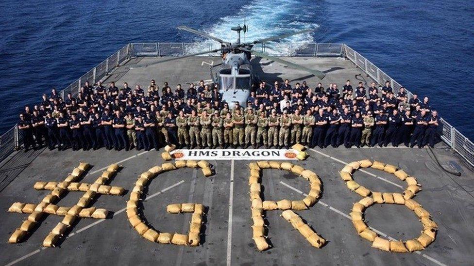 Crew of HMS Dragon with drugs seized