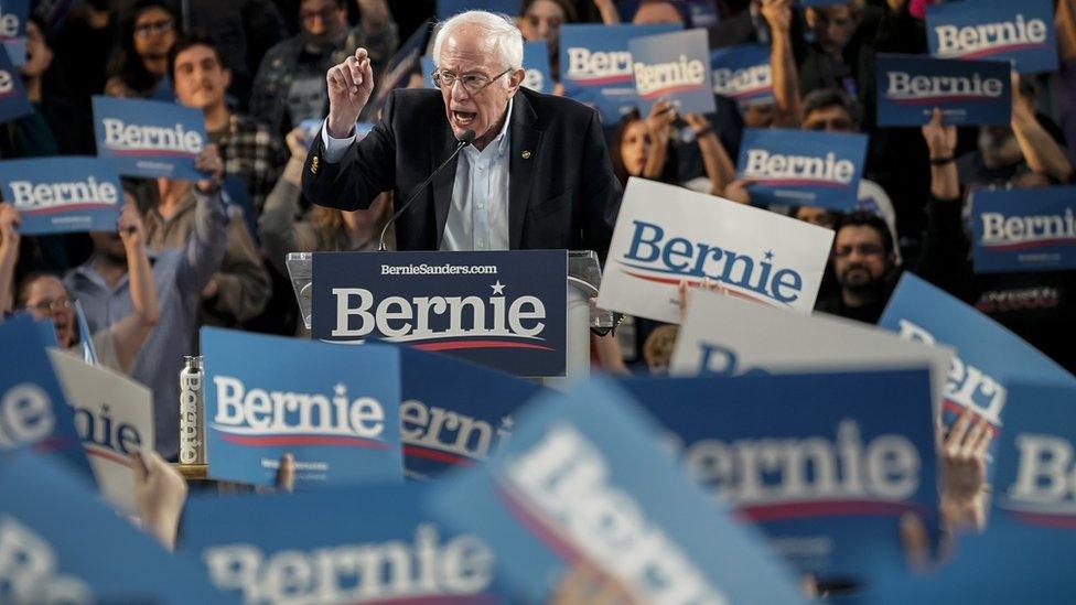 Bernie Sanders at a rally in Houston, Texas