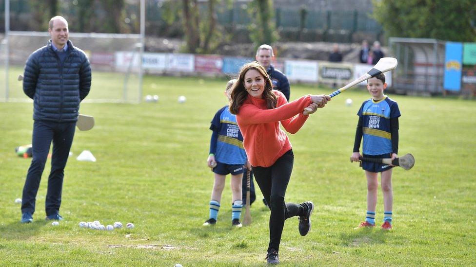 Catherine, Duchess of Cambridge playing hurling