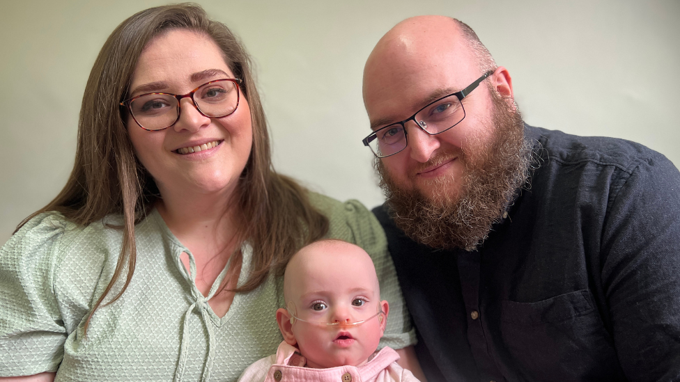 Mum, Naomi Southern-Augustine with dad, Rob McDonagh, and their daughter, Wren