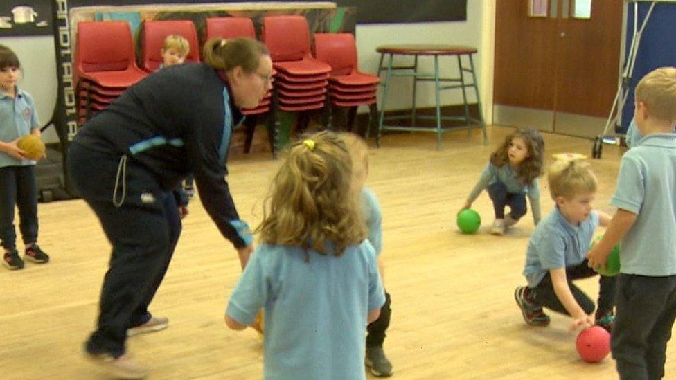 PE lesson at Andews Memorial PS in Comber