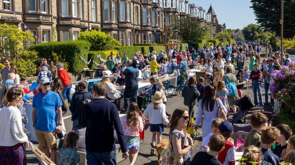 Hundreds of people turned out for the party in Netherby Drive, Trinity