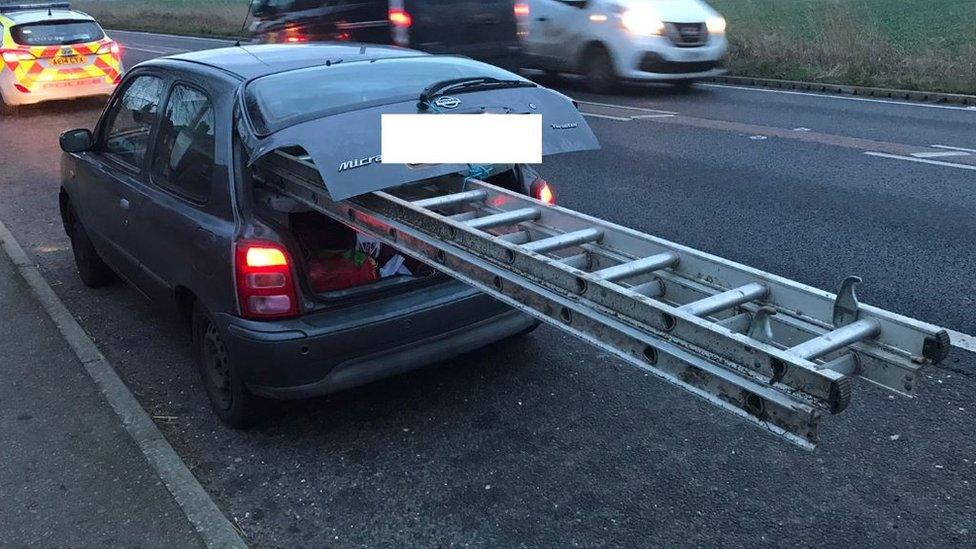 Ladder in car