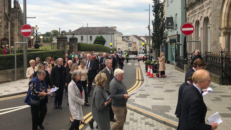 Churchgoers crossed the street