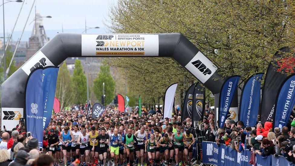 Thousands of runners took to the streets of Newport for the city's first full marathon