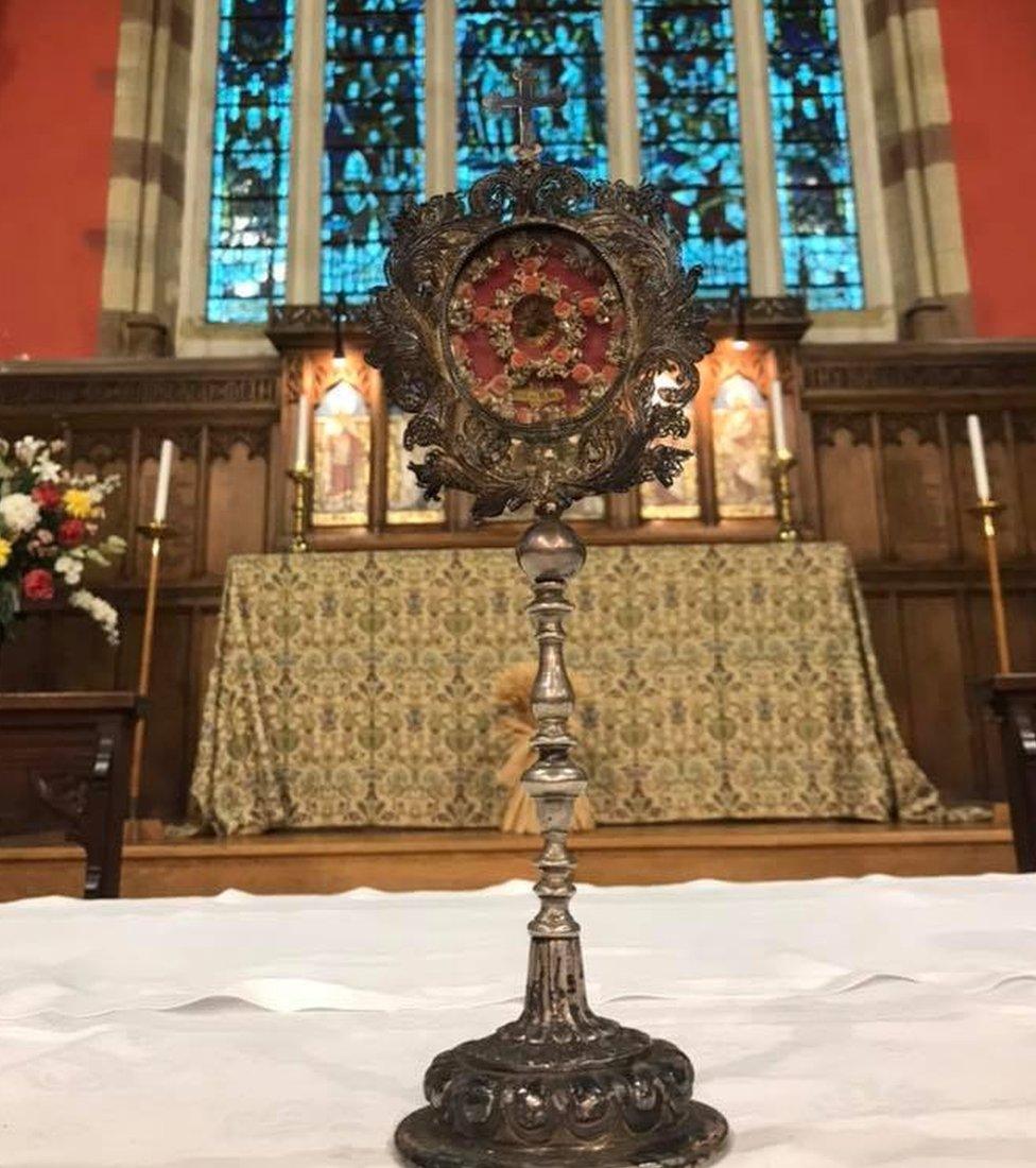 The relic on temporary display at St Peter's