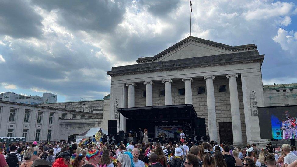 The main stage has been set up in Guildhall Square