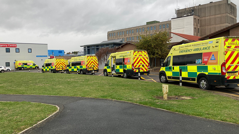 Ambulances outside Royal Shrewsbury Hospital