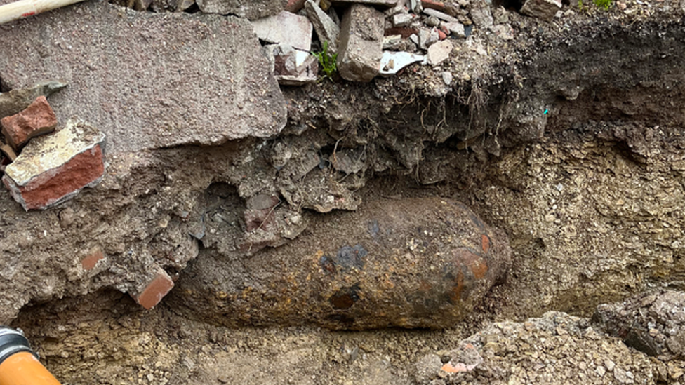 The explosive device found in a garden on St Michael Avenue, in Keyham, Plymouth