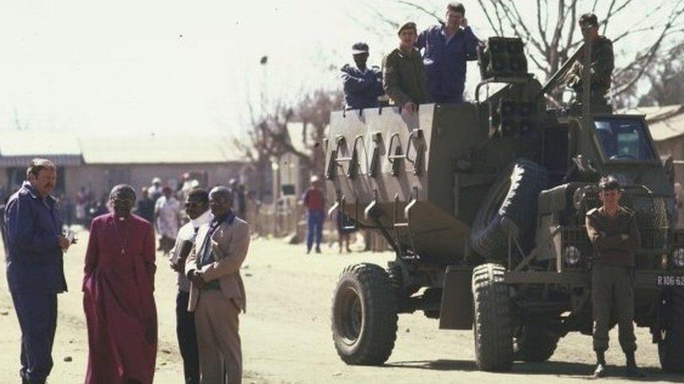 Desmond Tutu in a township