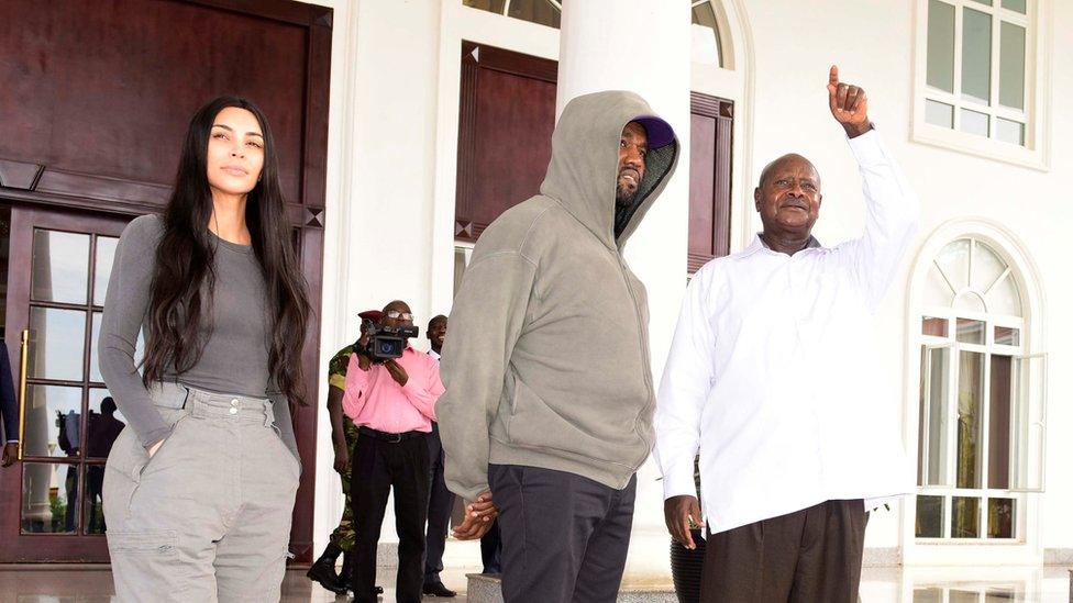 Kim Kardashian, Kanye West and Yoweri Museveni