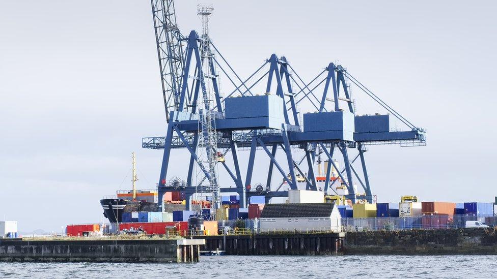 shipping containers at Greenock port