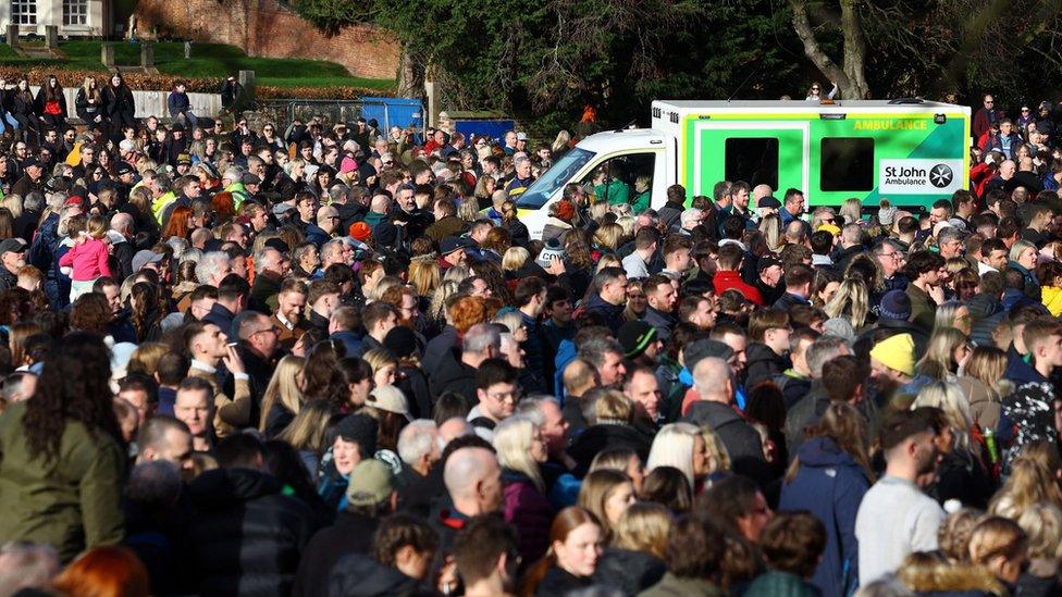 Crowds gather in Ashbourne