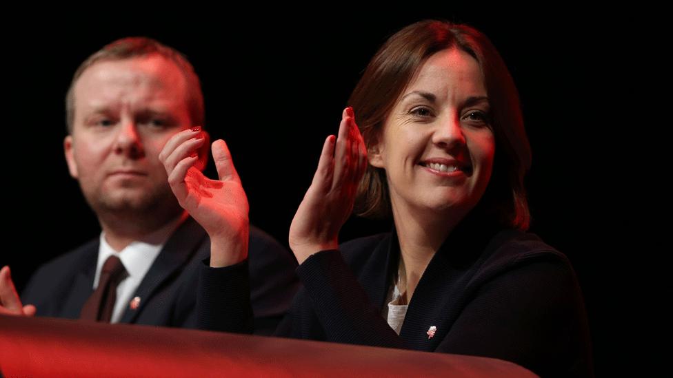 Kezia Dugdale sitting with Brian Roy