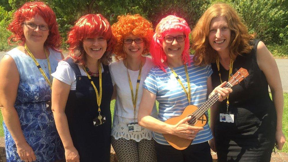 Otley College staff dressed as Ed Sheeran