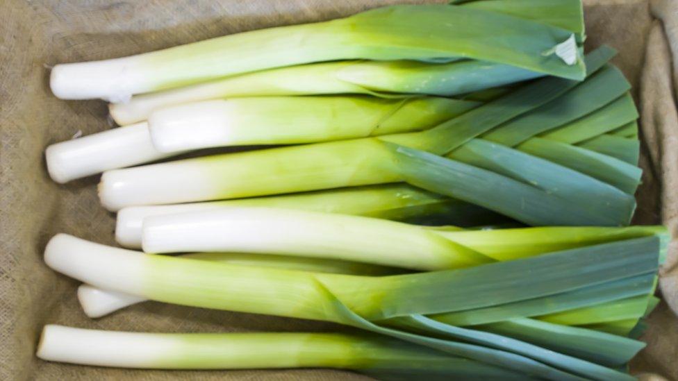 A box with leeks